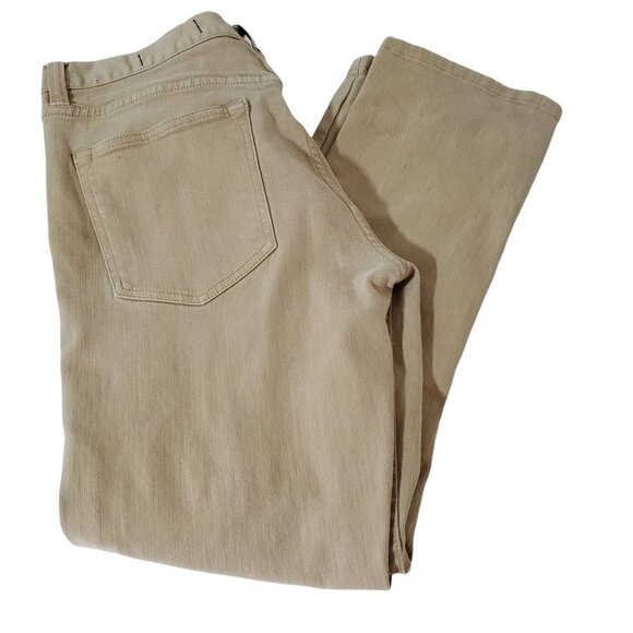VTG DC Shoes Tan Jean 34/28 Button Fly Slim Skateboard Stretch Leather Logo - Picture 5 of 8